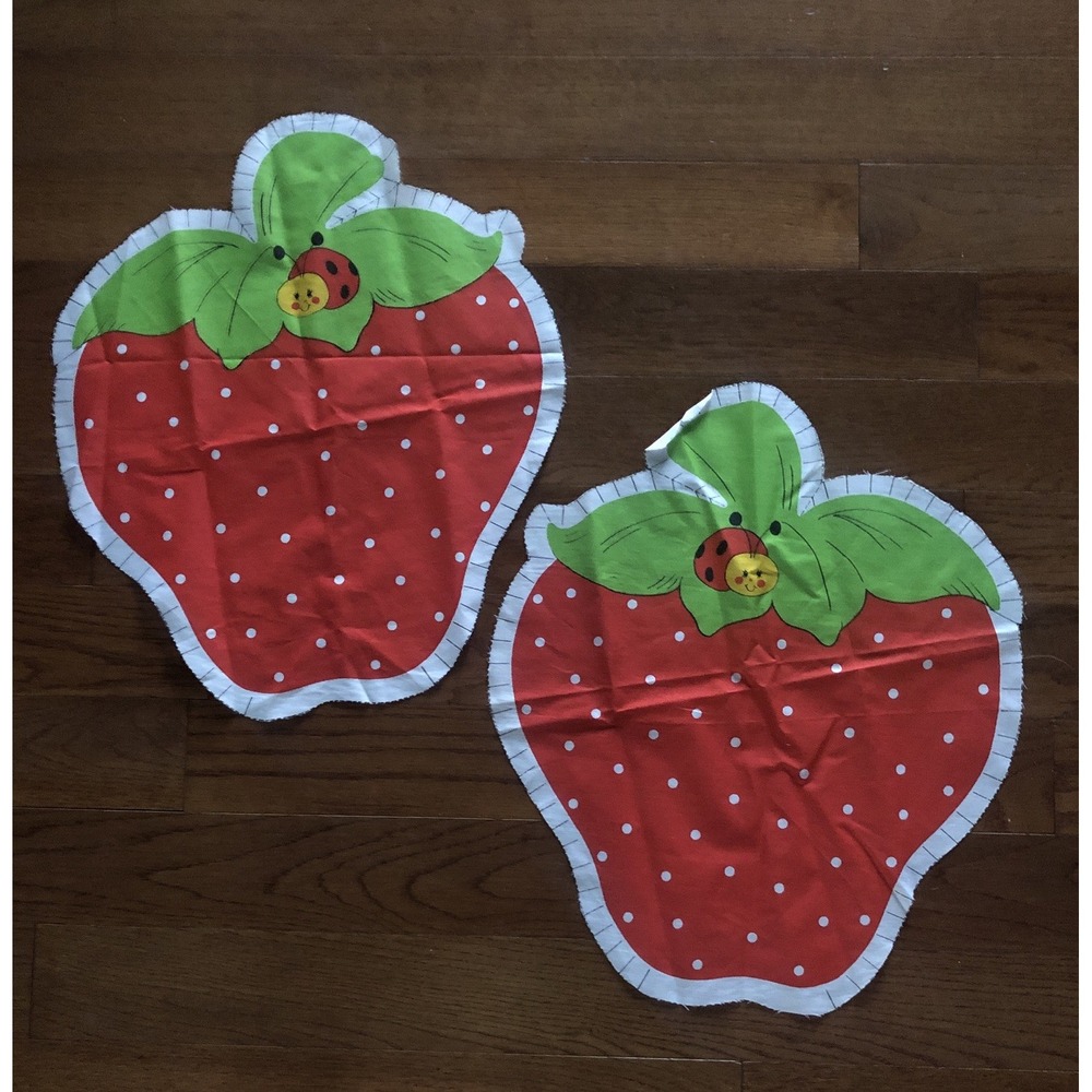 Vintage 2 Strawberry Shortcake Strawberry Cut/Sew/Stuff Fabric Panels 14x17